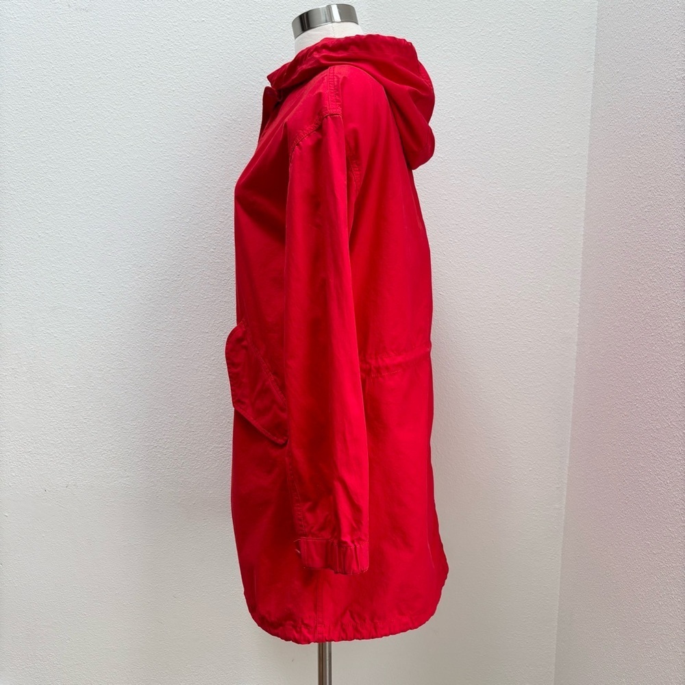 Garnet Hill Utility Jacket Hooded Long Anorak Lightweight Coat Cotton Red Size 6 - Picture 7 of 12